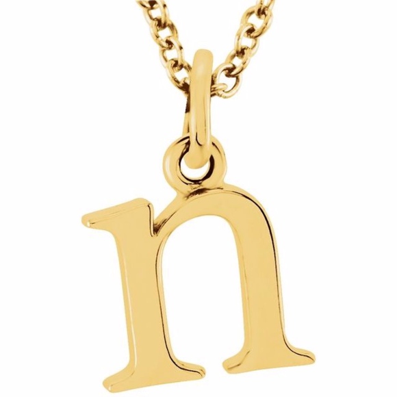 14k Gold Lowercase Initial 'n' Necklace - Picture 1 of 3